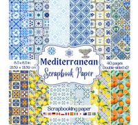 Mediterranean Scrapbook Paper: Collection of double sided decorative blue and white Mediterranean tile craft paper for scrapbooking, card making, ... and more to create decorative embellishments
