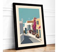 Mediterranean Shadows Coastal Framed Wall Art Print A2 (59.4×42cm) Black, Wall Decor for Living Room, Bedroom, Office & Home, Ready to Hang, Art Gift