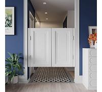 Mediterranean Solid Pine Saloon Swing Door Crack Resistant Cowboy Partition Auto Close Bar Kitchen Half Waist Door with Hinges Custom Size W75xH80cm (30x32in)