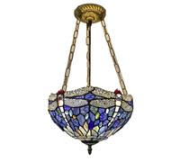 Mediterranean Stained Glass Pendant Lights Vintage Hanging Lamp for Dining Room Kitchen Light Fixtures Home Art Decor