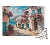 Mediterranean Street Scene 1000 Piece Jigsaw Puzzle for Family Secret Santa Gift Ultra Difficult Puzzle After-school Activity Thick Cardboard 52x38cm/1000pcs