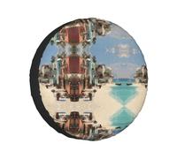 Mediterranean Style Beach Printed Tire And Wheel Protector, Universal Wheelhouse Suitable For Many Vehicles