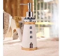 Mediterranean Style Cute Lighthouse Decorative Bathroom Accessory Set Liquid Soap Lotion Pump Dispenser Resin White
