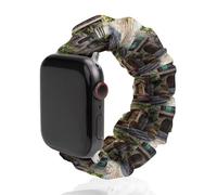 Mediterranean Style Old Stone Buildings Fashion Scrunchie Watch Strap Compatible with IWatch Series 1 2 3 4 5 6 Elastic Replacement Band