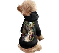 Mediterranean Style Old Stone Buildings Warm Dog Hooded Sweatshirt with Hat Soft Pet Pullover Clothes for Small Medium Large Pets