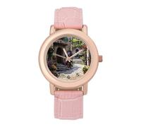 Mediterranean Style Old Stone Buildings Women's Wrist Watches Leather Strap Watch Ladies Three-Hand Round Case Watches