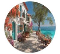Mediterranean-style Seaside Café Jigsaw Puzzles. 1000pcs (67.5x67.5cm) Whimsical Challenge Toy for Educational Games Gifts