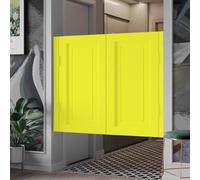 Mediterranean Style Solid Wood Cafe Doors Auto Close Half Waist Swinging Bar Door for Kitchen Yellow 75x90cm Stylish Restaurant Interior Hinged Fence