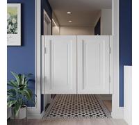 Mediterranean Style Solid Wood Swinging Cafe Doors Auto Close Half Waist Interior Door for Bar & Kitchen White 85x100cm Durable Hinges Elegant Design