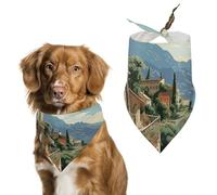 Mediterranean Summer Dog Bandana Washable & Adjustable Triangle Scarf, Breathable Pet Scarf for Small Medium Large Pets, Cute Fashion Pet Accessory