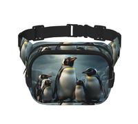 Mediterranean Summer Fanny Pack for Women Men Fashion Waist Pack Adjustable Belt Bag for Workout Running Travelling Casual Waist Bag, Penguin Family, One Size