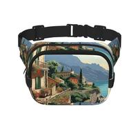 Mediterranean Summer Fanny Pack for Women Men Fashion Waist Pack Adjustable Belt Bag for Workout Running Travelling Casual Waist Bag, Mediterranean Summer, One Size