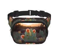 Mediterranean Summer Fanny Pack for Women Men Fashion Waist Pack Adjustable Belt Bag for Workout Running Travelling Casual Waist Bag, Sunset Cactus, One Size