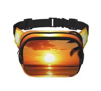 Mediterranean Summer Fanny Pack for Women Men Fashion Waist Pack Adjustable Belt Bag for Workout Running Travelling Casual Waist Bag, Sea Tropical Island Palm Tree, One Size