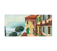 Mediterranean Summer Print Large Gaming Mouse Pad (90x40cm / 36x16in) Extended Desk Mat for Gaming & Work
