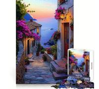 Mediterranean Sunset Village Puzzles for Adults 1000 Piece Cognitive Train Perfect Connection Pattern Build Art Display (38x26cm)