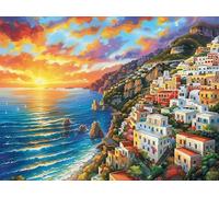 Mediterranean Sunshine Coastal Town 500 Piece Premium Jigsaw Puzzle Fantastic Beasts Adult Jigsaws Brain Training Hobby Home Decor Winter Gift Unique Shaped Eco Friendly Material 500 PCS