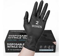 MEDITOP 200 x Black Nitrile Disposable Examination Gloves - Powder Free, Latex Free | Multipurpose for Industrial, Mechanical, Hair & Beauty, Food, Janitorial Use ((200 Gloves, Small)
