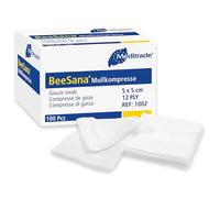 Meditrade Gauze swab non x-ray detectable non-sterile 12-ply 5 x 5 cm, White, Pack of 100 (Packaging may vary)