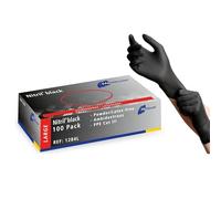 Meditrade Nitril Black Disposable Gloves, Powder-Free, Large, 100pcs | Latex-Free, Medical Gloves, Cleaning Gloves, PPE Cat III, DIN EN 455, Ambidextrous, Micro-Roughened Grip, Food Safe, 100pcs