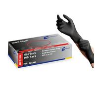 Meditrade Nitril® Black Nitrile Examination Gloves - Powder-Free, Latex-Free, Multi Use Protective Exam Gloves - Size Medium - Black - 100pcs
