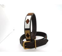 Medium 15"-17" Spaniel Hand-beaded leather collars from the Masai Mara ("Earth" beading)