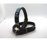Medium 15"-17" Spaniel hand-beaded leather collars from the Masai Mara ("Sky" beading)