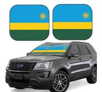 Medium 2 Piece Windshield Sun Shade - Foldable Sun Shield Flag of Rwanda Print Heat Protector for Front Window, for Auto