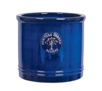 Medium 24cm Blue Heritage Cylinder Garden Ceramic Planter Plant Flower Pot - Frost Proof