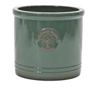 Medium 24cm Pine Green Heritage Cylinder Garden Ceramic Planter Plant Flower Pot - Frost Proof