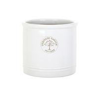 Medium 24cm White Heritage Cylinder Garden Ceramic Planter Plant Flower Pot - Frost Proof