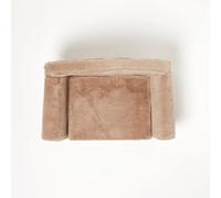 HOMESCAPES Plush Dog Sofa Bed - Medium Beige