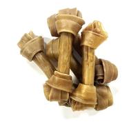 Medium 6 inch Knotted Bones x 10 Natural Rawhide Dog Treats LODC