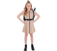 Smiffys Ghostbusters Girls Fancy Dress Costume Dress with Belt Official Licensed Movie Outfit for Halloween Parties Role Play Book Week, Age 7-9