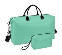 Medium Aqua Marine Solid Color Pure Plain Green Large Bag Large Carry On Airport Bag Tote Bag with Toiletry Bag for Airplane Traveling Foldable, medium aqua marine Solid color Pure Plain green, One