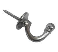 MEDIUM Ball End Chrome Finish Curtain Tie Back Hooks (1 Pair)