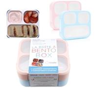 Medium Bento Boxes for Kids, Lunch-Box for Boys Girls Todderler Adults, Leak-proof 3 Compartment Containers for Meal or Snack at School Daycare Work Travel, BPA Free 2 pack (Pastel Blue + Pink)