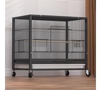 Medium Bird Cage, Birdcages, with Universal Pulley, with Breeding Box, can be Stacked, for Small and Medium Pets(Black,Small)