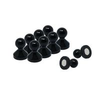 Medium Black Acrylic Push Pin Magnet For Fridge, Whiteboard, Noticeboard, Filing Cabinet - 15mm Dia X 21mm Tall - Pack Of 10