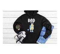 (Medium, Black) Bandit Heeler Bluey Dad Black Grey Men Women Unisex Hoodie