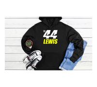 (Medium, Black) Lewis Hamilton 44 F1 Race Black Grey Men Women Unisex Hoodie