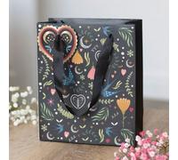 Medium Black Midnight Bloom Floral Gift Bag For Special Occasions