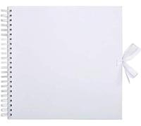 Medium Black Scrapbook Photo Album 40 Sheets, 200gsm Square Scrap book with Ribbon Closure - Ideal for Scrapbooking, Arts, Crafts and DIY