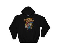 (Medium, Black) Super Mario Bros. Poster Black Men Women Unisex Hooded Sweatshirt Hoodie