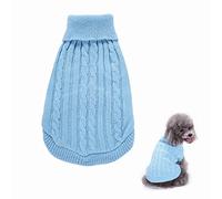 Medium Blue Knit Dog Jumper - Cosy Turtleneck Winter Coat for Small Breeds, Soft Breathable Pet Sweater for Puppies & Cats (Machine Washable, Size M)