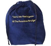 Medium Blue Rainbow Bridge Velvet Cremation Urn Bag - Velvet Cotton Bag for Urn - Medium Size 9"L x 6"W x 13"H - Great for Holding a Pet Urn Measuring 11"H or Smaller