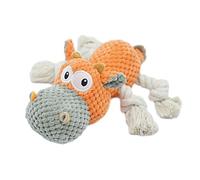 Medium Breed Dog Toy Boredom Relief Indestructible Squeaky Plush Stuffed Animals Cotton Funny Squeaks Clean Teeth Soft Chewing Pet with Crinkle Paper Orange