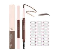 Medium Brown Eyebrow Pencil, Dual-Ended Angled Tip, 24 Brow Stencils