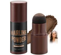 Medium Brown Hairline Powder Stick - Root Touch Up and Brow Stamp with Sponge Applicator, Waterproof Sweatproof Hair Filler for Grey Roots, Sparse Edges, Wide Parting & Natural Fuller Look
