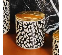 Orsina Stoneware Medium Canister,gold Reflective Container With Silicone Seal Lid,handcrafted Storage Container